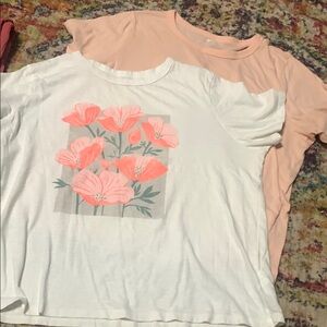 Old navy Floral Graphic Tee and Peach T-Shirt Set xl nwot
